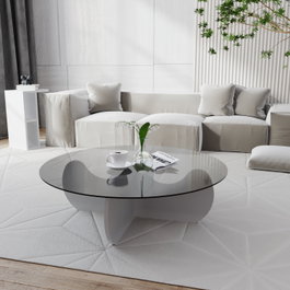 Hanah Home Mesa de Centro Himalayas Blanca con Cristal Templado